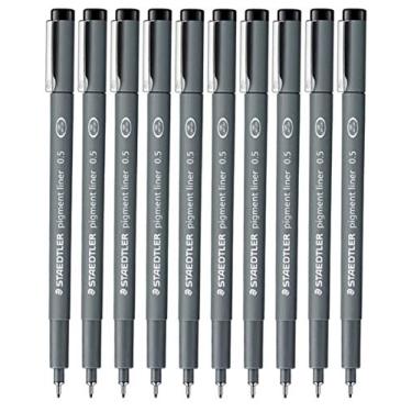 Imagem de Canetas de desenho Stedtler Staedtler 0,5 mm com revestimento de pigmento para delineador de esboços, pacote com 10