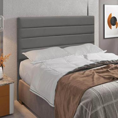 Imagem de Cabeceira Rubi Cama Box Casal 140cm Suede Grafite