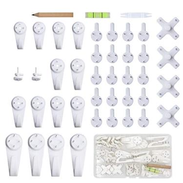 Imagem de EuTengHao 43Pcs Invisible Nail Screws Wall Hooks No Trace Picture Hangers Traceless Photo Hook Hardwall Drywall Picture Hooks Multi Function Heavy Duty Picture Art Painting Frame Hanger (16kg,6Types)