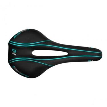 Imagem de Selim Mtb Vazado High One Soft System Preto/ Azul Aqua