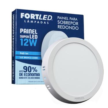Imagem de Painel Led 12W Redondo Branco Frio Sobrepor Fortled