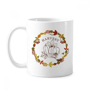 Imagem de Caneca com estampa de guirlanda de folhas para o dia de Ação de Graças cerâmica xícara de porcelana de café louça