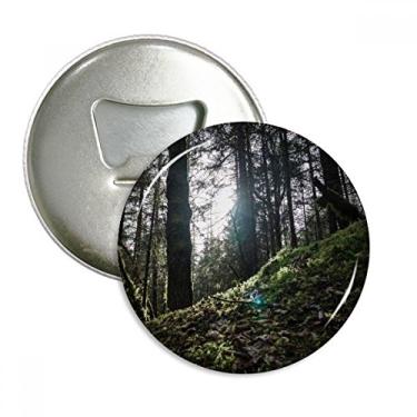 Imagem de Emblema multifuncional verde escuro ciência silvicultura cenário natureza abridor de garrafas ímã de geladeira
