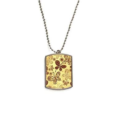 Imagem de Colar de pingente de pingente para animais de estimação de corrente de aço inoxidável com borboleta amarela papel de parede