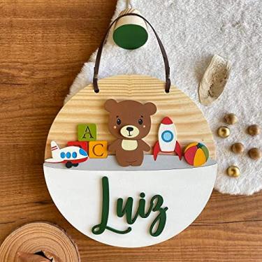 Imagem de Porta Maternidade - Flâmula Urso Brinquedos Avião Foguete Espaço