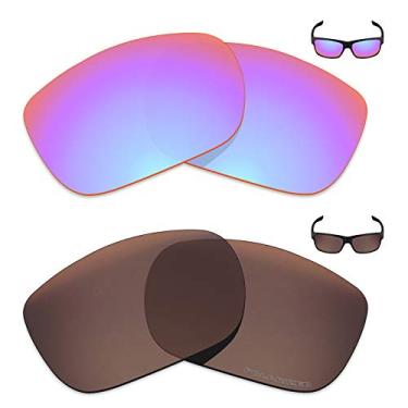 Imagem de Mryok+ 2 pares de lentes polarizadas de substituição para óculos de sol Oakley Two Face – Rosa cobalto/marrom bronze