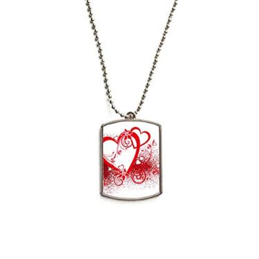 Imagem de Colar de aço inoxidável com pingente de corrente de corações brancos vermelhos e flores para o Dia dos Namorados