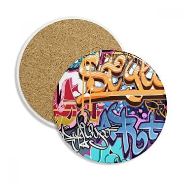 Imagem de Caneca colorida com estampa de caveira, grafite, copo, copo, copo, proteção de mesa, pedra absorvente