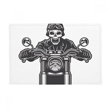 Imagem de DIYthinker Tapete antiderrapante para porta de banheiro com luzes de esqueleto para motocicleta
