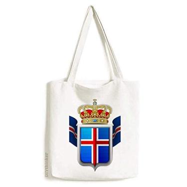 Imagem de Bolsa de lona com emblema nacional da Islândia, bolsa de compras casual