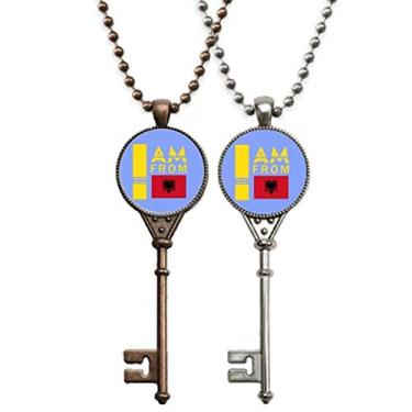 Imagem de OFFbb-USA I Am from Albania Art Deco Presente Fashion Chaveiro Pingente Joias Decoração de Casal