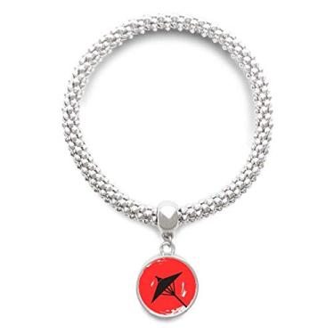 Imagem de DIYthinker Pulseira de prata com ilustração de pintura de pincel japonesa corrente de joias com pingente redondo