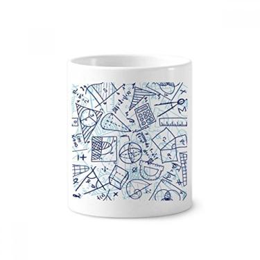 Imagem de Régua de matemática pintada à mão azul com ilustração e suporte para caneta, caneca branca de cerâmica 355 ml