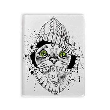 Imagem de Suéter branco com cabeça de gato que protege animais amantes de animais de estimação, capa para diário de capa macia