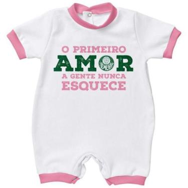 Imagem de Macacao Infantil Torcida Baby Palmeiras Suedine Curto Primeiro Amor