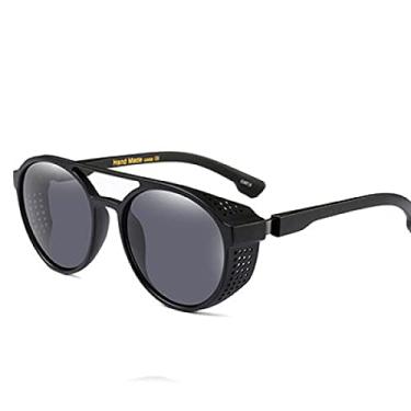 Imagem de Óculos de Sol Masculino Vintage Feminino Estilo Retro Vapor Punk Armação de Metal Redonda Lente Espelhada Óculos de Sol Óculos Óculos, B01 Preto Cinza, Tamanho Único