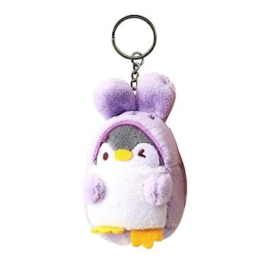 Imagem de Boneca pinguim criativo chaveiro pingente bonito mochila decoração bolsa de armazenamento chaveiros bolsa acessórios carro chaveiro para, Orelha Longa Violeta