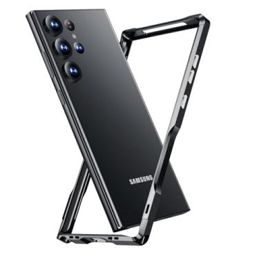 Imagem de Lunivop Capa amortecedora para Samsung Galaxy s24 Ultra capa de metal, moldura de alumínio e capa fina funda para S 24 Ultra 6,8 polegadas 5G 2024 Slim S24Ultra capas de telefone (preto)