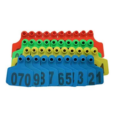 Imagem de Com clipe de perna de pássaro numerado anel ultraleve de plástico 100 peças placa de orelha de gado de vaca TPU com palavra etiquetas de ouvido digitação brincos cabeça de cobre cartão de