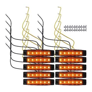 Imagem de A ABSOPRO Luz de Marcação Lateral Frontal Traseira 6 LED Impermeável Retângulo Posição Lâmpada para Reboque Caminhão Caravana RV Van Caminhão Trator Plástico Âmbar (conjunto de 10)