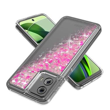 Imagem de Capa para Motorola G 5G 2023, que brilha no escuro Moto G 5G 2023, capa brilhante à prova de choque, areia movediça flutuante, líquido, capa protetora para Motorola Moto G 5G 2023, linda capa protetora transparente com glitter, rosa