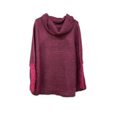 Imagem de Poncho Feminino Tricot Linha Premium Manga Longa Moderno Top-Feminino