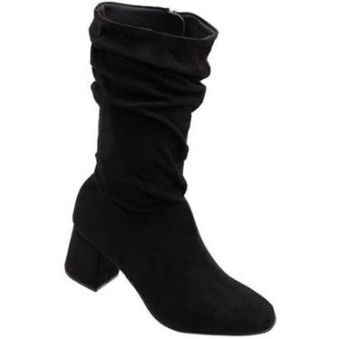 Imagem de Bota Slouch Beira Rio Hallsatt Camurça Cano Alto Salto Médio Grosso Feminina-Feminino