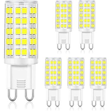 Imagem de Lâmpada LED G9 diurna regulável 6W, (equivalente a halogênio 60 W) 6000K 120 V sem cintilação G9 Bi Pin Base LED Lâmpadas para lustres, iluminação doméstica ângulo de feixe 360 °, 600 LM 6 pacotes