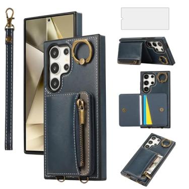 Imagem de Asuwish Capa de telefone para Samsung Galaxy S24 Ultra 5G capa carteira e protetor de tela de vidro temperado zíper flip anel de crédito suporte suporte celular acessórios para celular S24Ultra 24S S