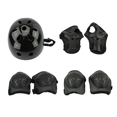 Imagem de Kit Proteção Infantil Capacete Joelheira Cotoveleira Best Race BBR Toys Preto