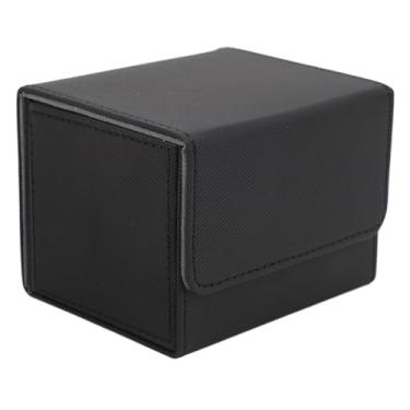 Imagem de Estojo de Couro Pu para Baralho de Cartões, Tampa Magnética Com Aba, Grande Capacidade para Cartas de tarô, Comporta até 100 Folhas de Cartões (Preto)