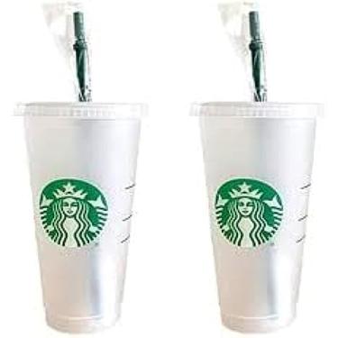 Imagem de Starbucks Pacote com 2 – Copos frios reutilizáveis foscos de 700 ml com tampa e canudo verde com tampa