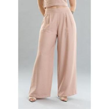 Imagem de Calça Pantalona Feminina Risca de Giz em Viscose Color Dialogo-Feminino