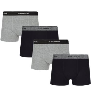 Imagem de 4 Cuecas Infantil Boxer Box De Algodão Para Meninos  - Selene, Preto, 