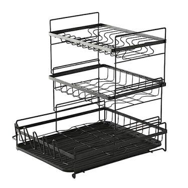 Imagem de Escorredor de louça, escorredor de pratos, escorredor de pratos de metal, prateleira de cozinha, talheres, armazenamento de talheres, armário de drenagem, suporte de talheres