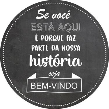Imagem de Painel de Lona Redondo Chalkboard Convite Bem-Vindo Frase - Fabrika de