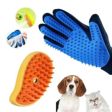 Imagem de Kit Luva Magnética Escova Vapor Elétrica Spray Massagem Tira Pelo Pet 