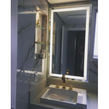 Imagem de Espelho 80x70 Iluminado LED Touch Screen Quarto e Banheiro - Cebrace