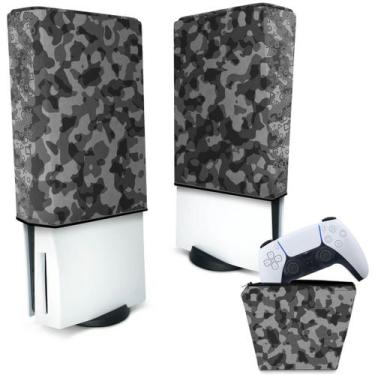 Imagem de Capa Compatível PS5 Anti Poeira e Case Controle - Camuflado Cinza - Po