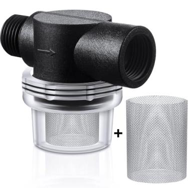 Imagem de O conjunto de filtros de bomba de água inclui filtro de tubo torcido e tela de filtro de aço inoxidável de malha extra 50, filtro de sedimentos de substituição para trailers compatível com bombas WFCO