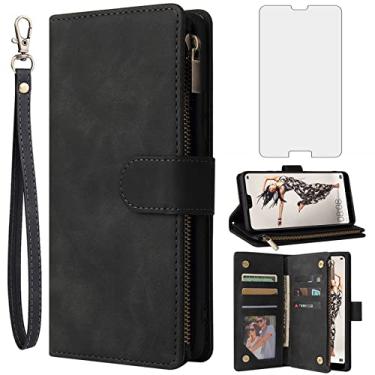 Imagem de Asuwish Capa carteira compatível com Huawei P20 Pro, protetor de tela de vidro temperado e capa flip de couro, porta-cartões, acessórios de celular, capas de telefone para Hwauei Hawaii P 20Pro 20