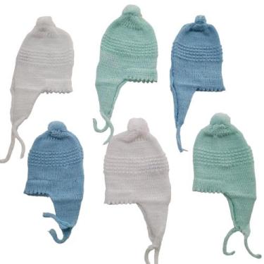 Imagem de Touquinha de lã bebê kit com 3 gorros lã - CONFECÇÕES CASTELO, Menino