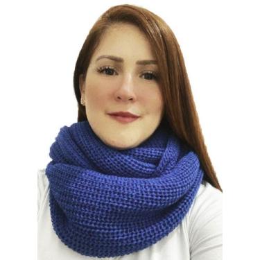 Imagem de KIT5 Cachecol De Tricô Max Gola Fechada Feminina Inverno Azul-Royal - 