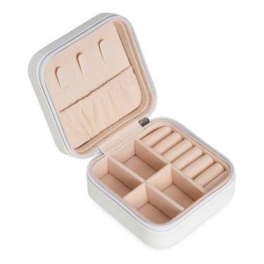 Imagem de Porta Joia Couro De Viagem Luxo Com Divisorias Para Bolsa  - Branco - 