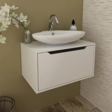 Imagem de Balcão Gabinete para Cuba Banheiro com 1 Porta Suspenso 60x33cm Branco