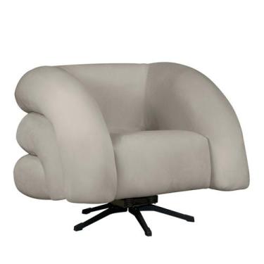 Imagem de Poltrona Decorativa Micheli Base Giratória e Balanço Veludo - Fina Mob