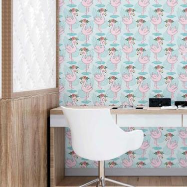Imagem de Papel De Parede Adesivo Flamingos N09086 0,58x2,5M - Adesivo BR