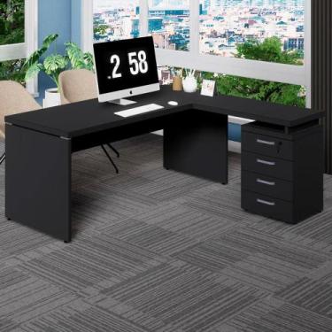 Imagem de Mesa L Escrivaninha 1,70m Gaveteiro 4 Gavetas Pés Painel F5 - F5 Offic