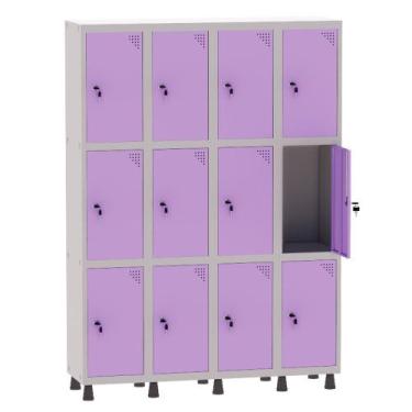 Imagem de Armário Guarda Volume Locker Roupeiro 4 Vãos 12 Portas Aço GRF504/12 C