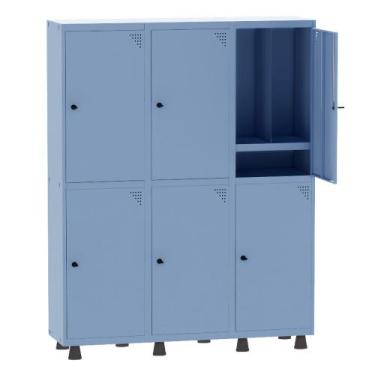 Imagem de Armário Guarda Volume Locker Roupeiro Insalubre 3 Vãos 06 Portas Com P
